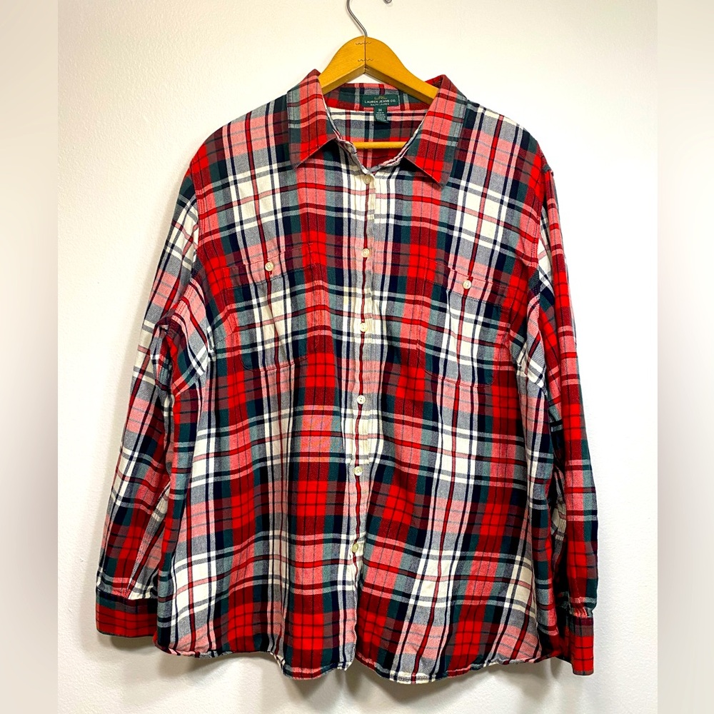 Ralph Lauren Brushed Cotton Plaid Button Down Shirt - size3XL